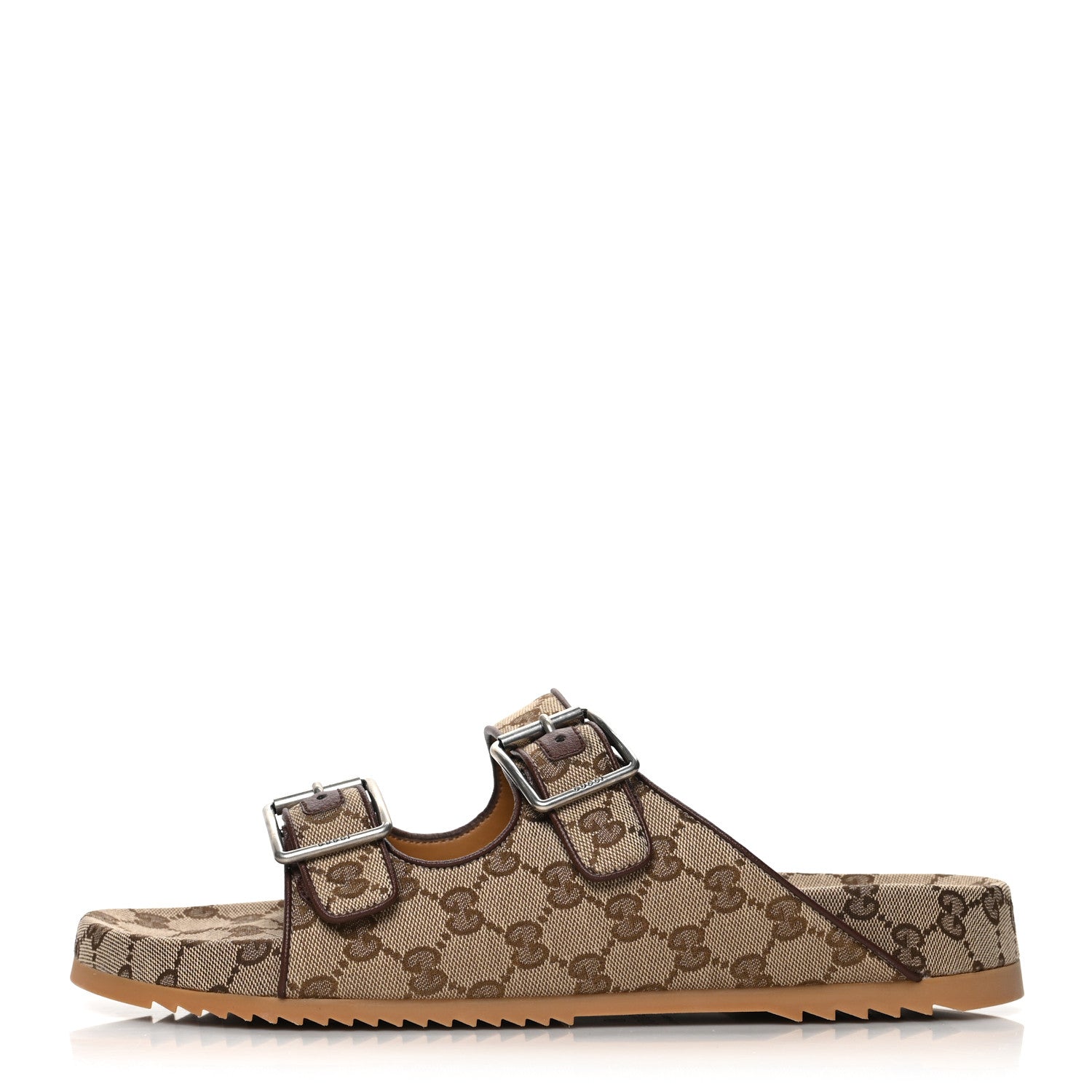Gucci GG Monogram Lavaredo Eco Fabric Mens Slide Sandals With Straps 13 Beige Ebony Light Brown 1 of 8