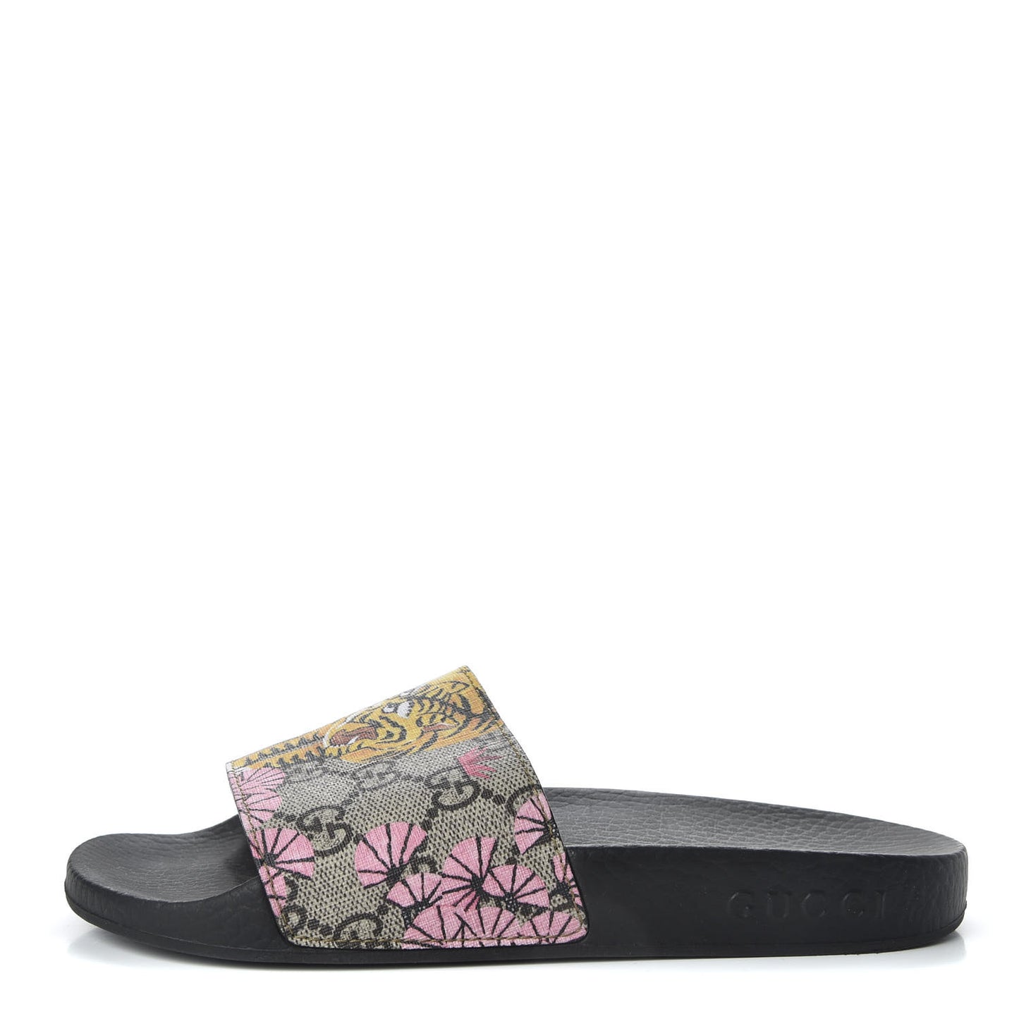 GG Supreme Monogram Bengal Slide Sandals 36 Beige Pink