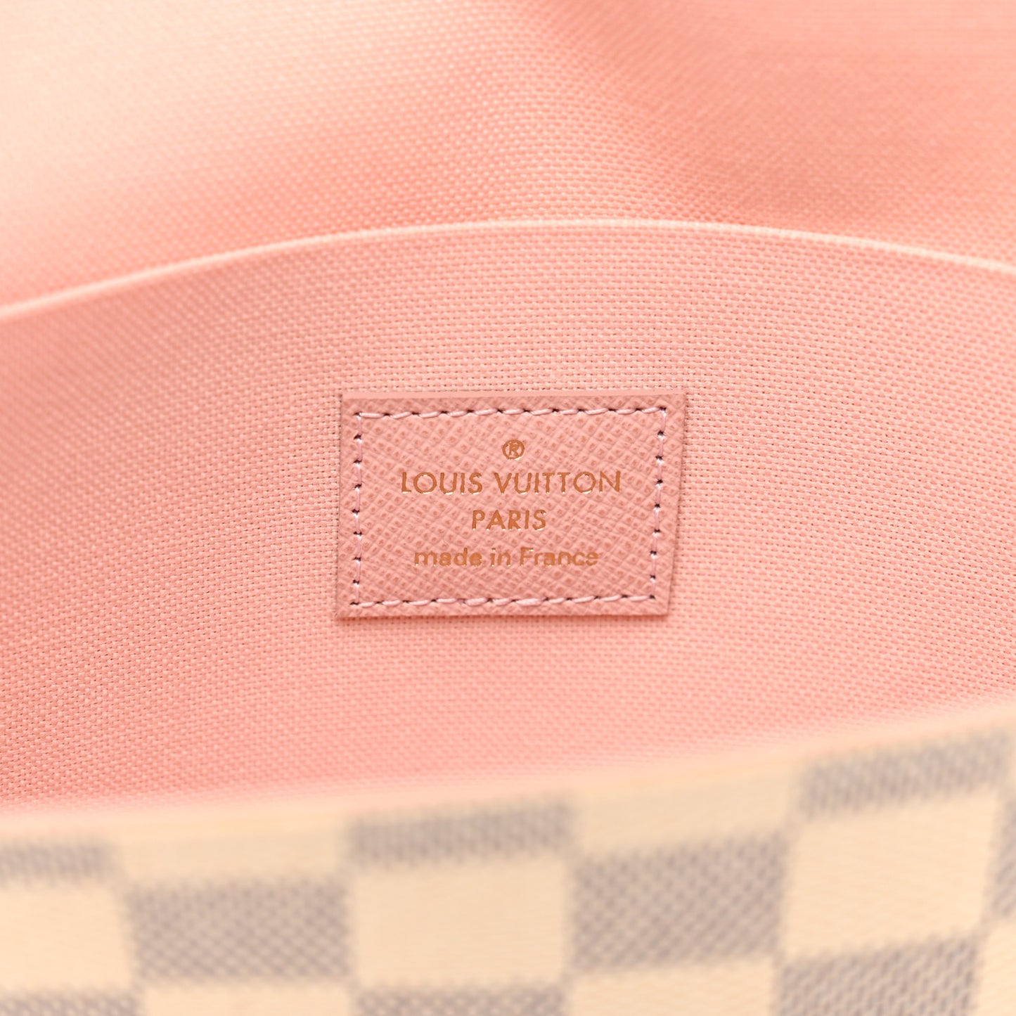 Damier Azur Pochette Felicie Chain Wallet Rose Ballerine