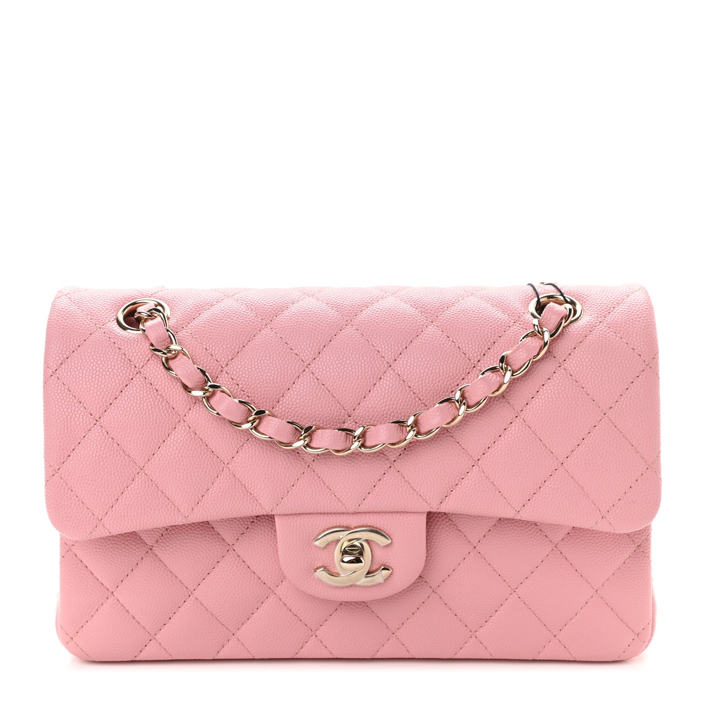 Caviar Quilted Small Double Flap Pink