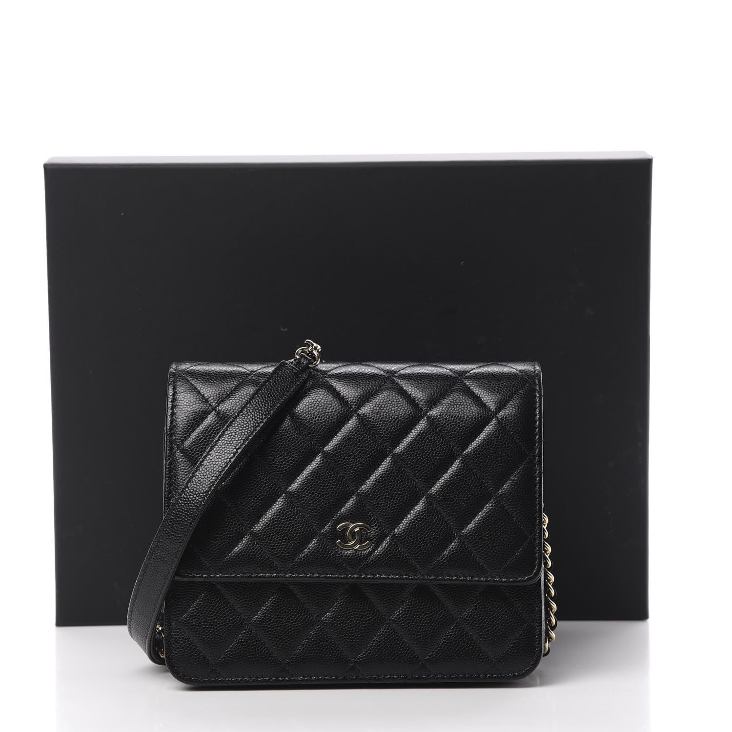Chanel Caviar Quilted Square Wallet On Chain WOC Black 13 of 13