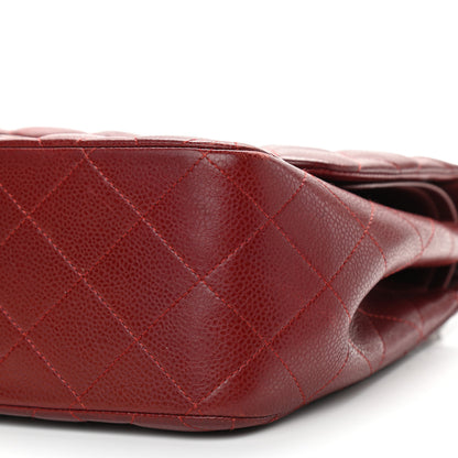 Chanel Caviar Quilted Jumbo Double Flap Dark Red 10 of 12