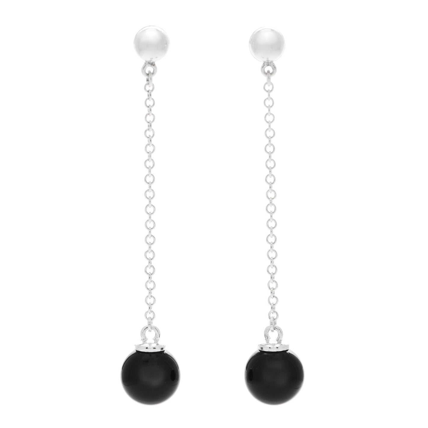 Sterling Silver Black Onyx Ziegfeld Drop Earrings