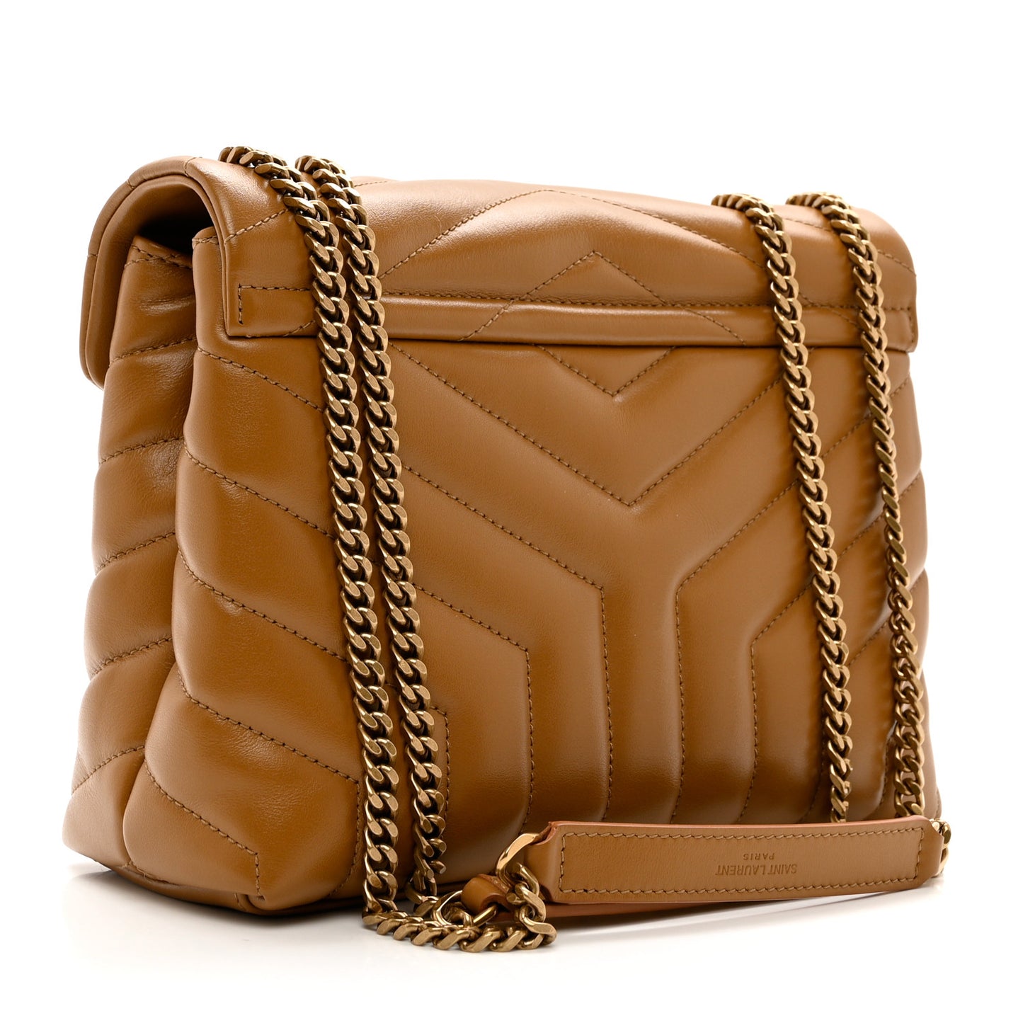 Calfskin Y Quilted Monogram Small Loulou Chain Satchel Dark Natural