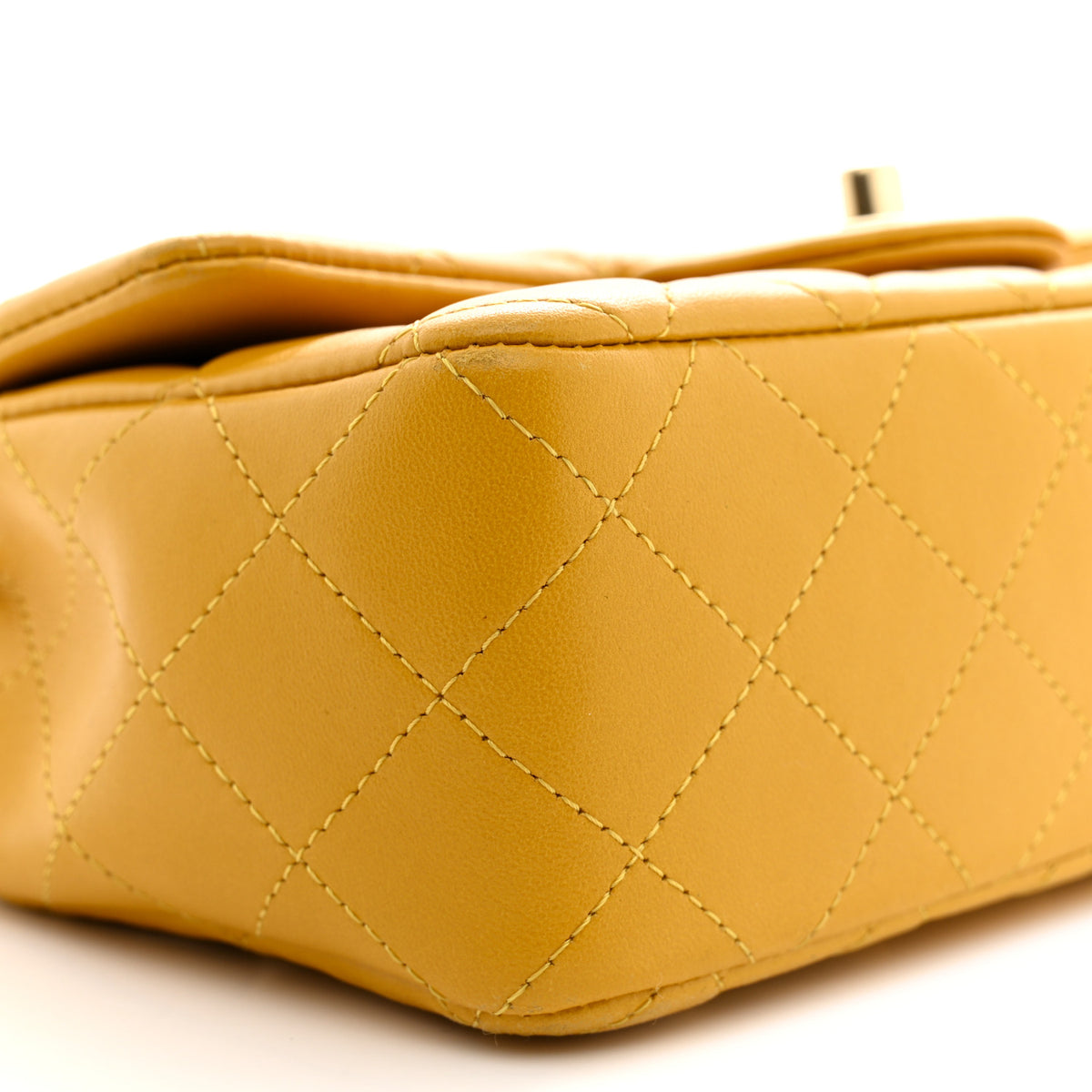 Lambskin Quilted Mini Rectangular Flap Yellow