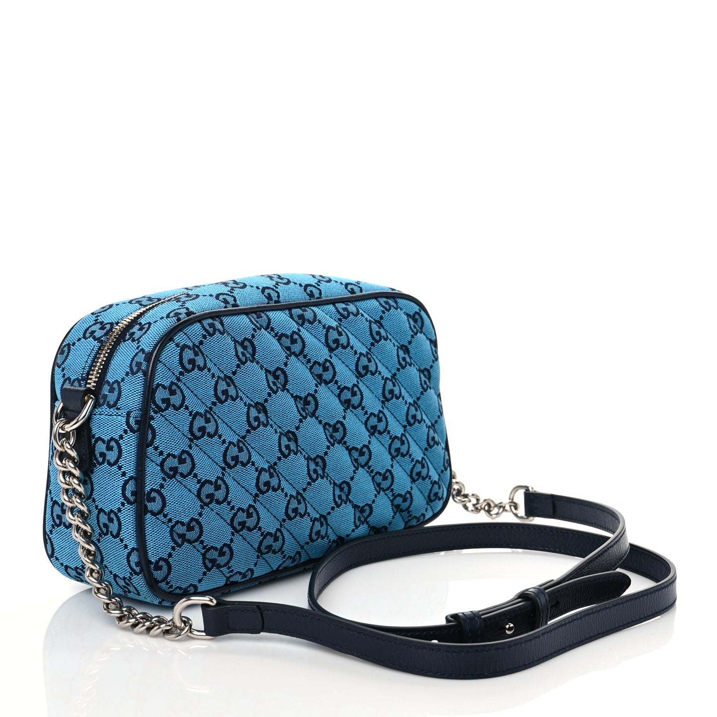 Monogram Multicolor Matelasse Diagonal Small GG Marmont Chain Shoulder Bag Light Blue