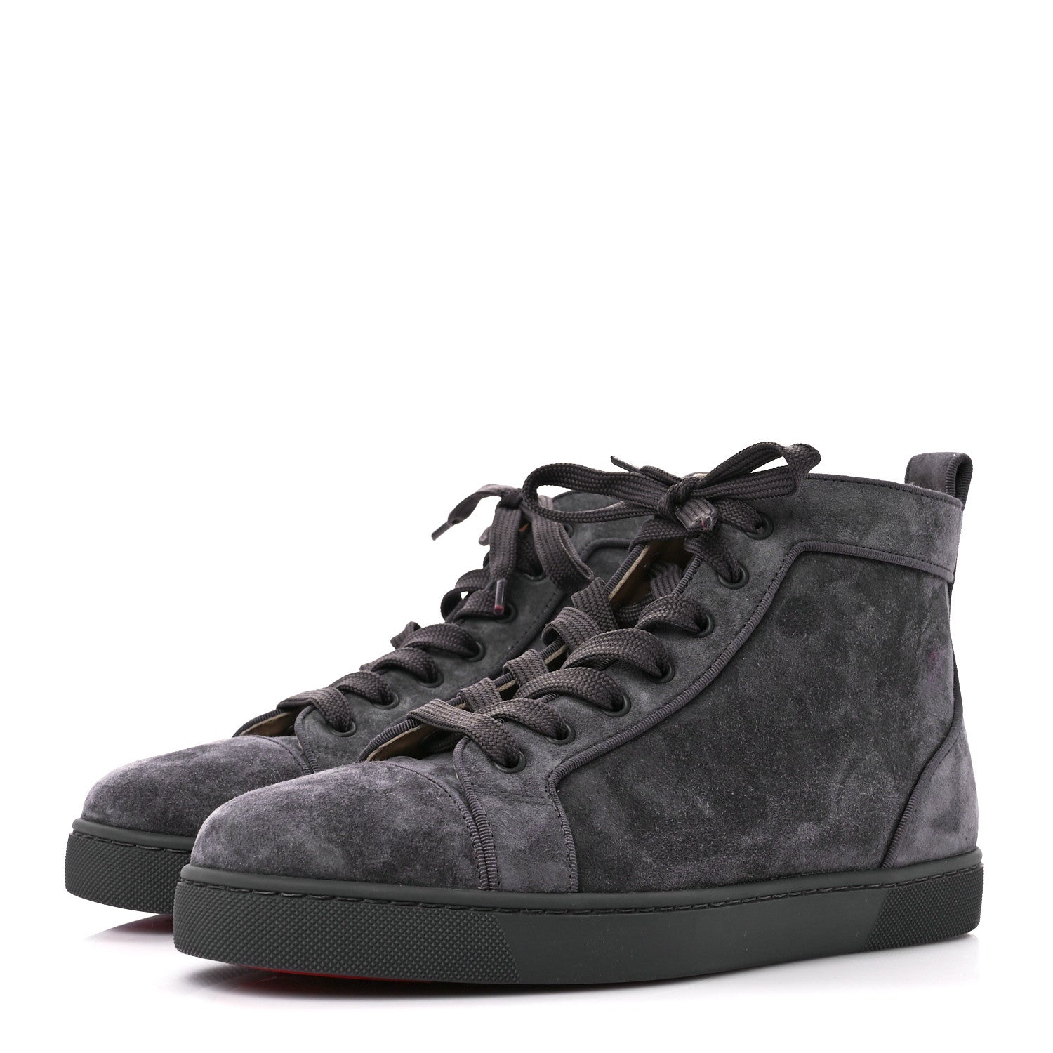 Christian Louboutin Veau Velours Louis Orlato High Top Sneakers 40 Grey 3 of 10