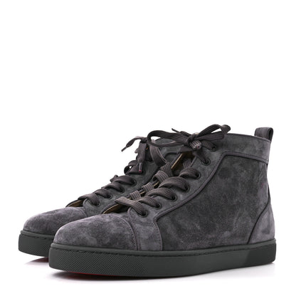 Christian Louboutin Veau Velours Louis Orlato High Top Sneakers 40 Grey 3 of 10