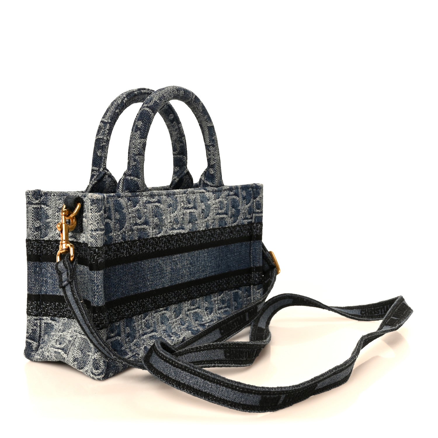 Christian Dior Denim Oblique Mini Book Tote With Strap Blue 3 of 10