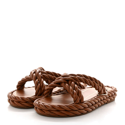 Valentino Garavani Nappa Rope Braided Slide Sandals 36 Saddle Brown 3 of 8