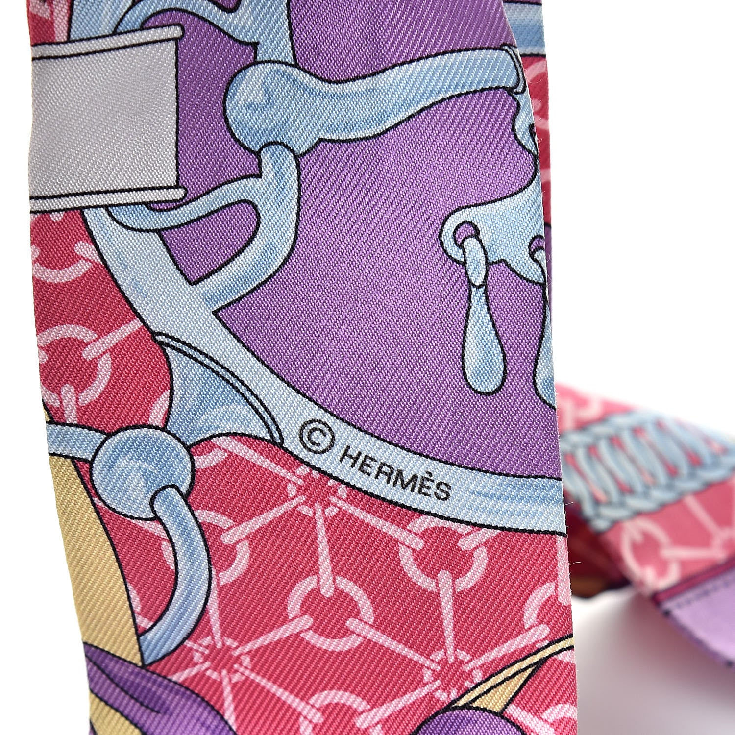 Hermes Silk La Promenade Du Matin Twilly Prune Rose Mauve 5 of 5