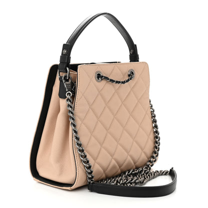 Chanel Caviar Quilted Small CC Bucket Bag Beige 3 of 10
