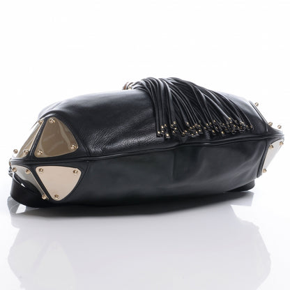 Gucci Leather Large Indy Top Handle Tassel Hobo Black 4 of 8