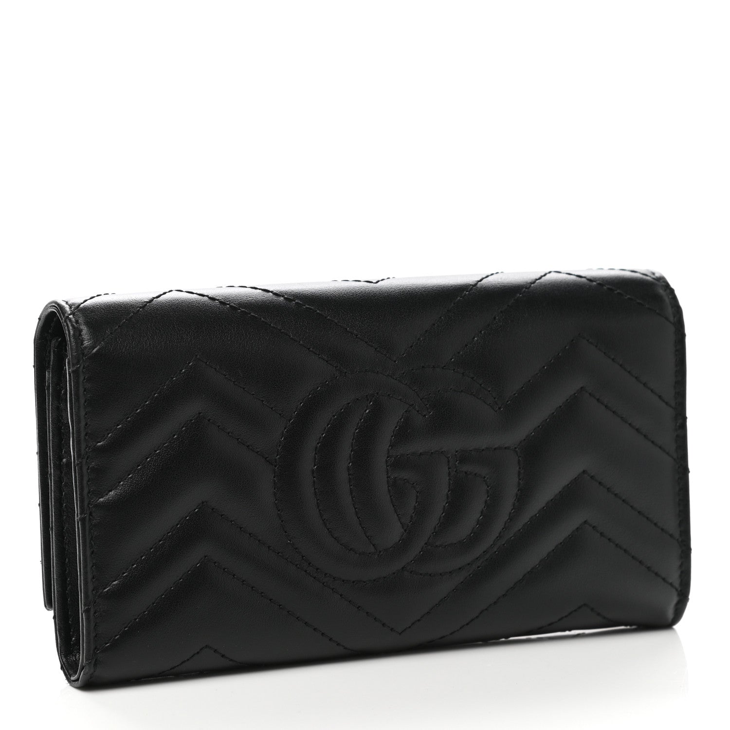 Gucci Calfskin Matelasse GG Marmont Continental Wallet Black 3 of 8