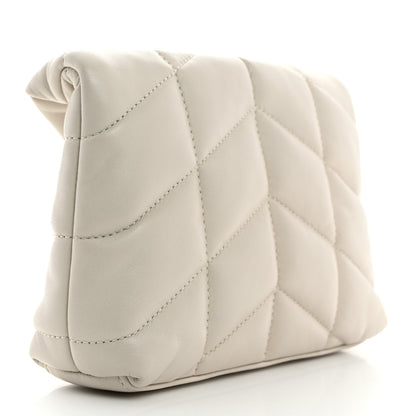 Saint Laurent Lambskin Monogram Loulou Puffer Pouch Clutch Crema Soft 4 of 9