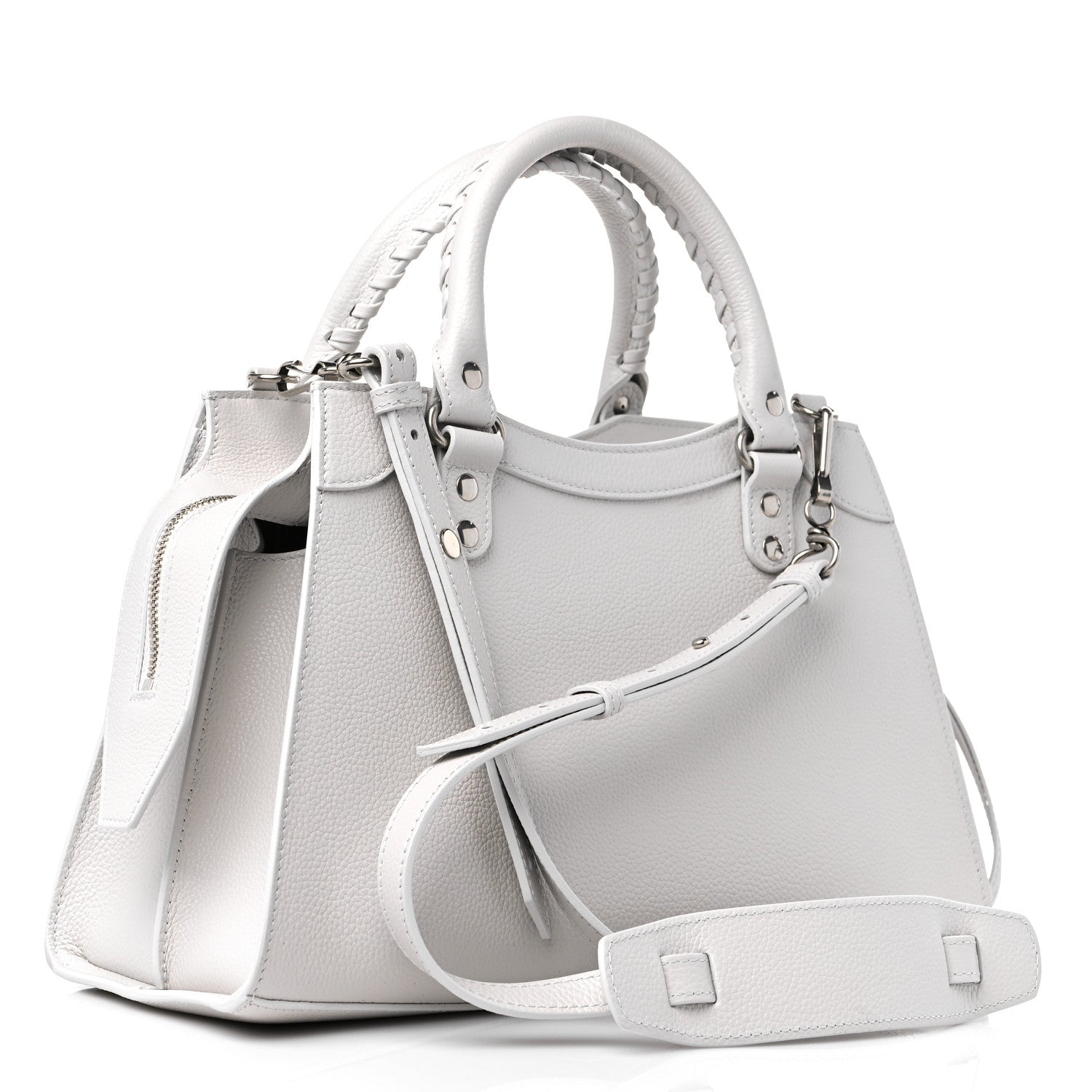Balenciaga Grained Calfskin Neo Classic Silver Hardware S City Chalky White 3 of 8