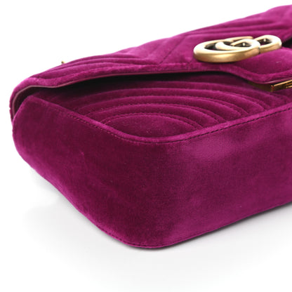 Gucci Velvet Matelasse Small GG Marmont Shoulder Bag Fuchsia Violet Cyclamen 8 of 9