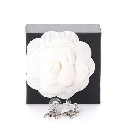 Chanel Crystal Emoji Choupette Cat CC Earrings Silver 5 of 5