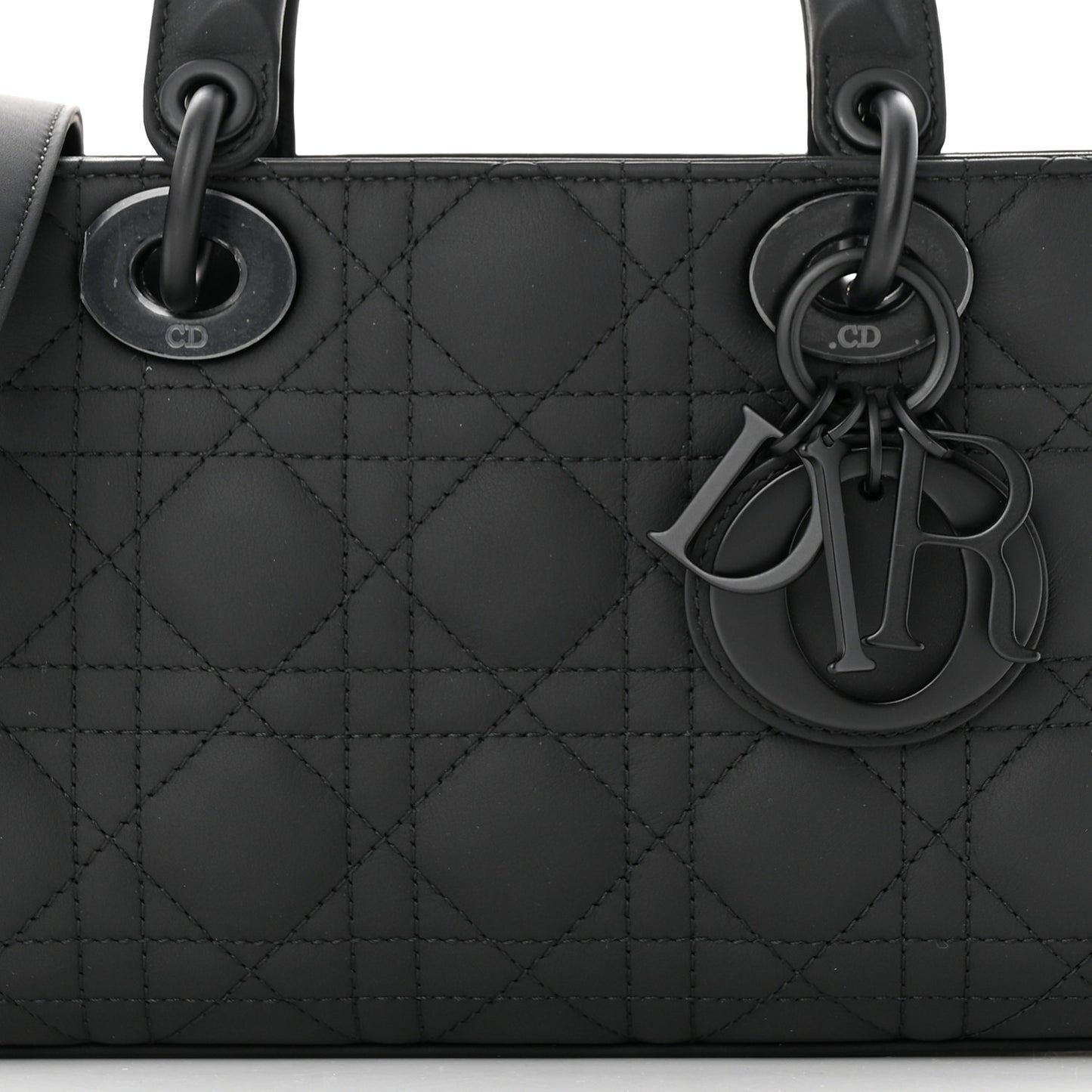 Ultra Matte Calfskin Cannage Medium Lady D-Joy Black