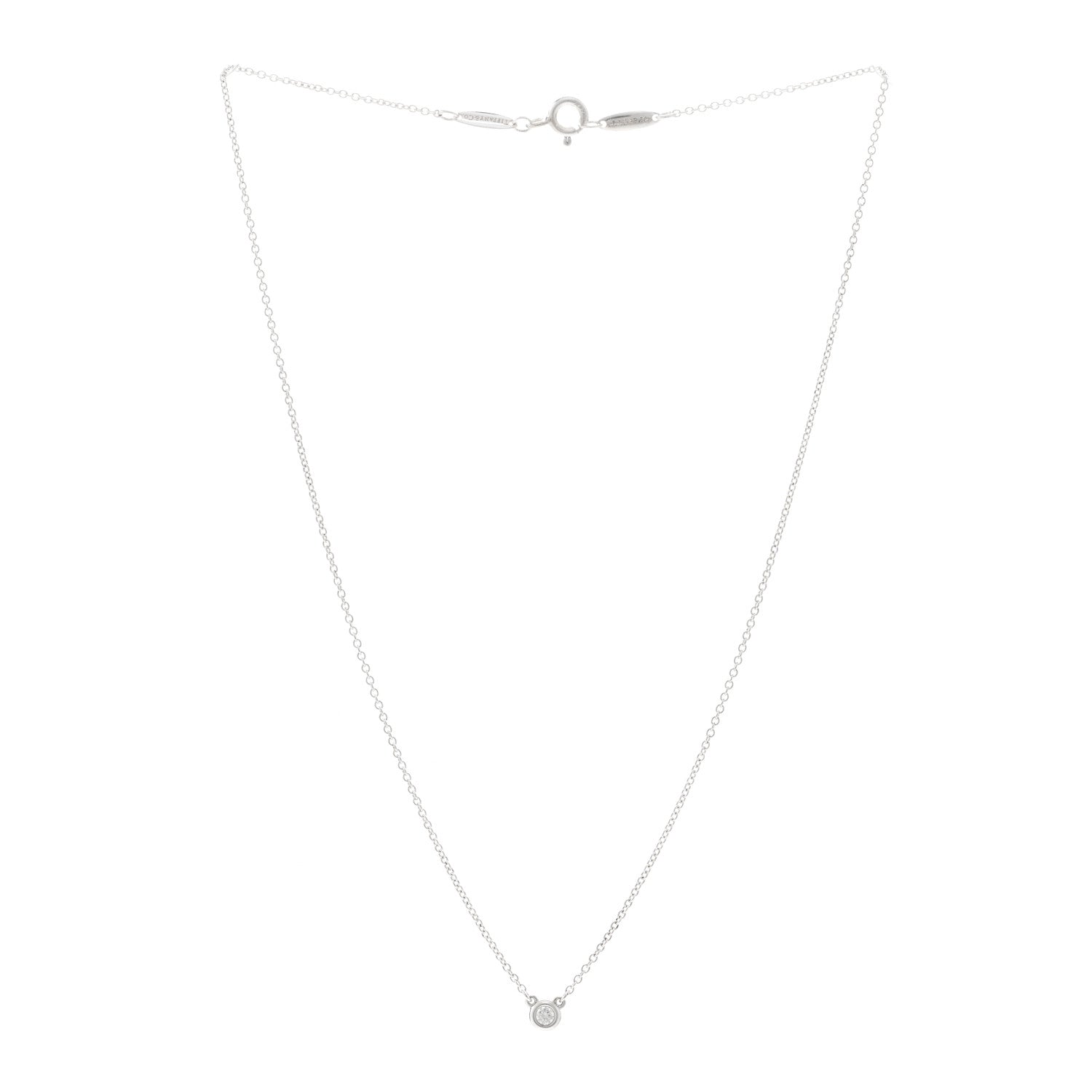 Tiffany Sterling Silver Diamond .07ct Elsa Peretti Diamonds by the Yard Pendant Necklace 3 of 5