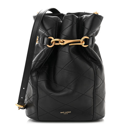 Saint Laurent SAINT LAURENT Lambskin Quilted Le Maillon Bucket Bag Black 1 of 9