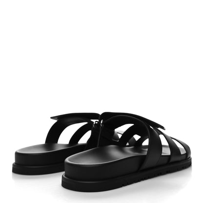 Hermes Calfskin Womens Chypre Sandals 40 Black 4 of 9