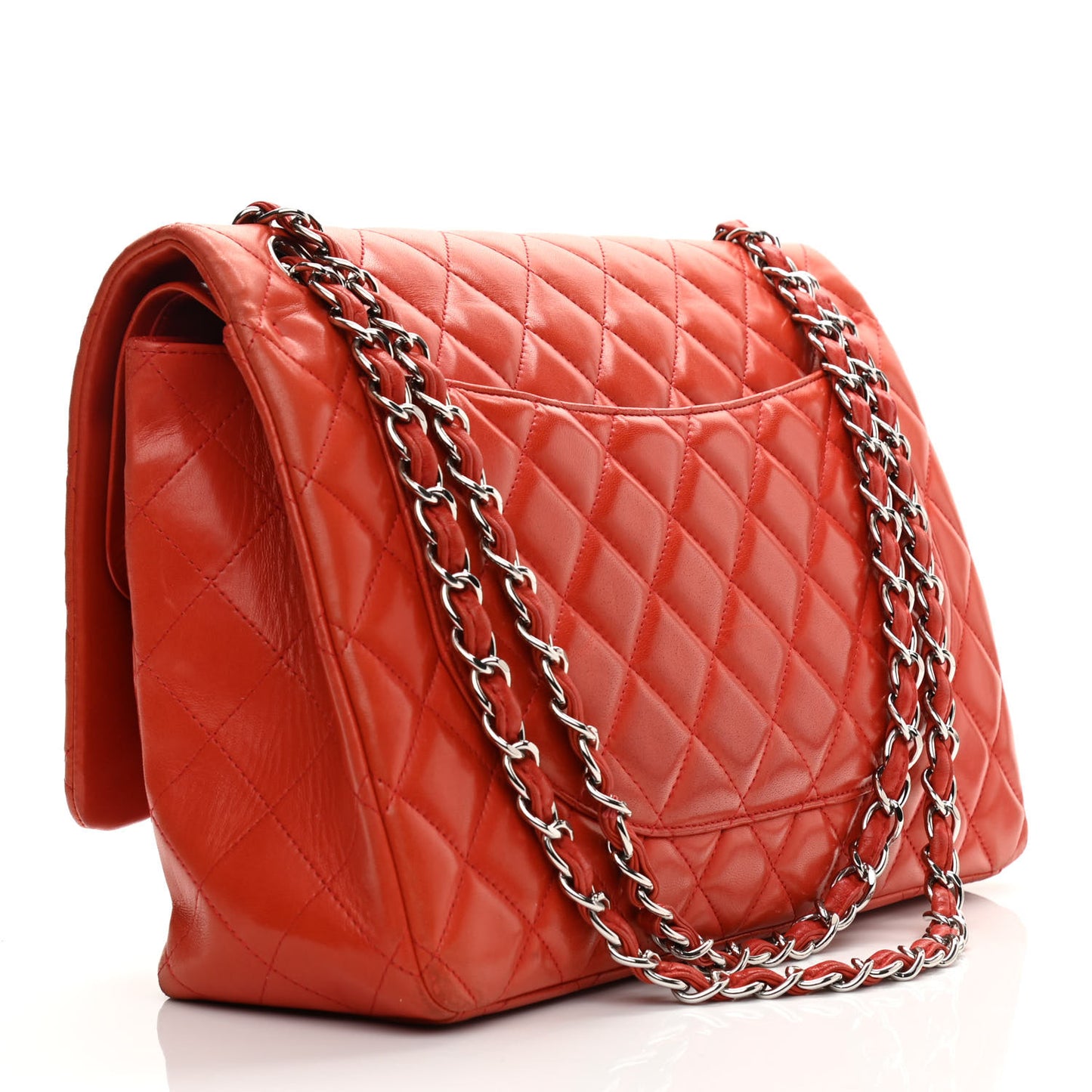 Lambskin Quilted Maxi Double Flap Red