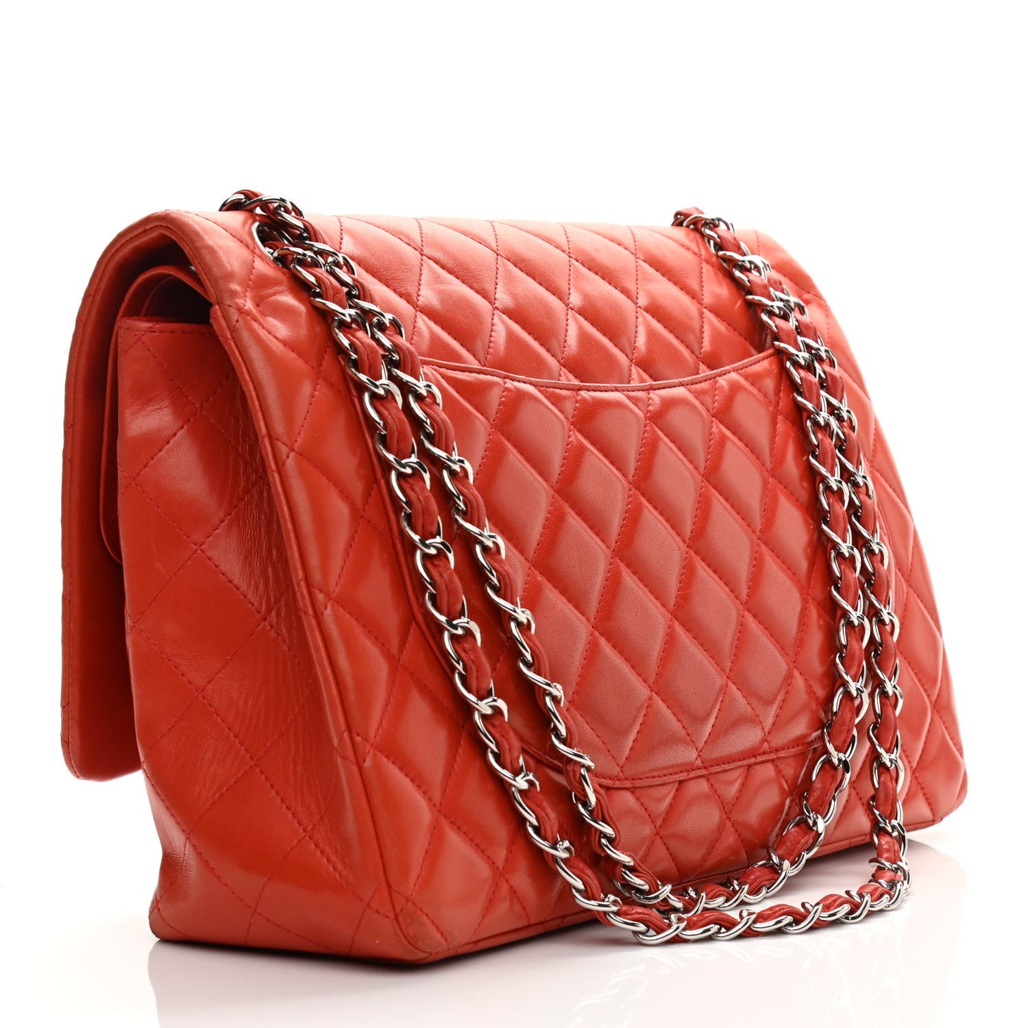 Chanel Lambskin Quilted Maxi Double Flap Red 3 of 18