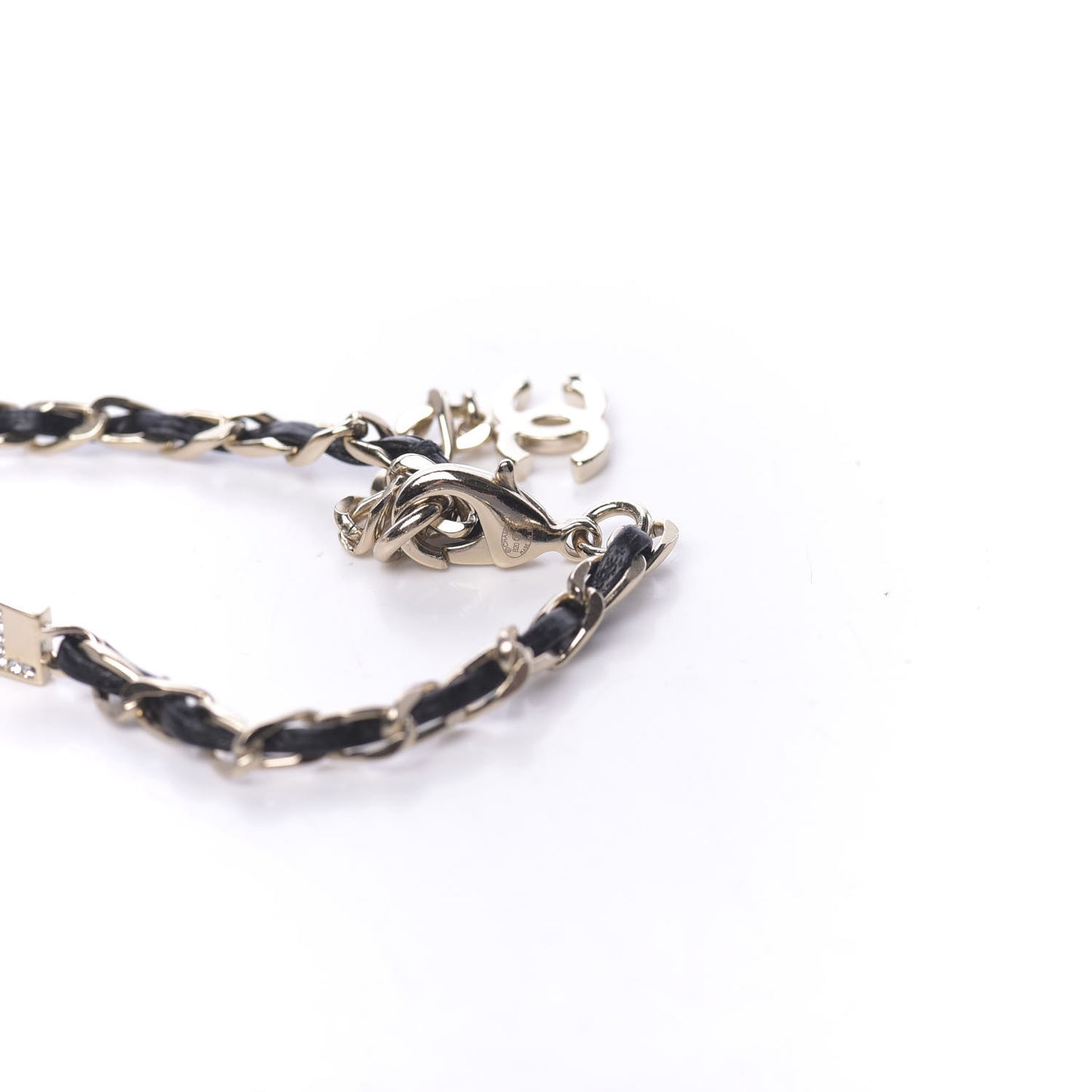 Metal Lambskin Crystal Sergeant Bracelet Gold