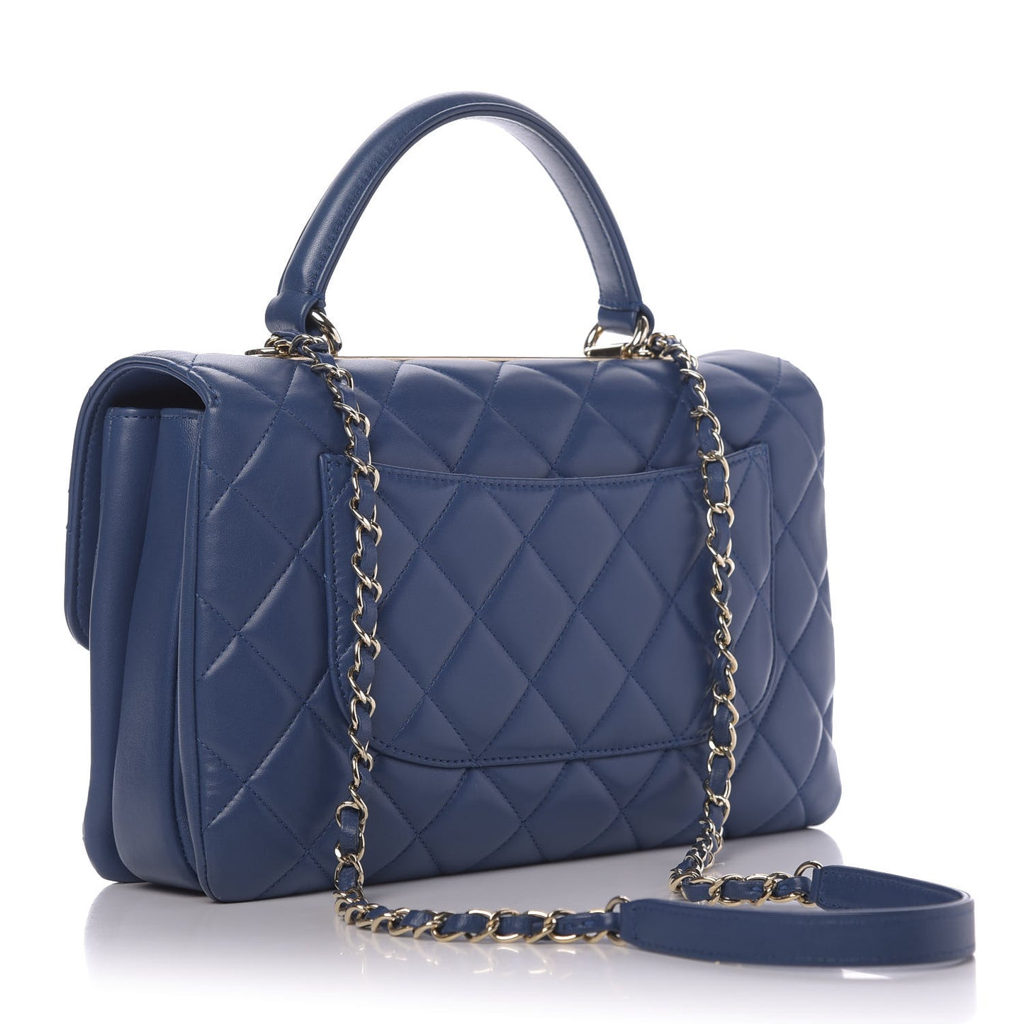 Lambskin Quilted Medium Trendy CC Flap Dual Handle Bag Blue