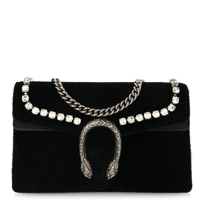 Gucci Velvet Crystal Super Mini Dionysus Shoulder Bag Black 1 of 10