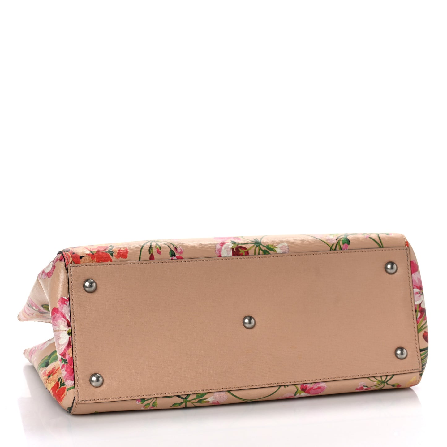 Shangai Calfskin Blooms Print Medium Bamboo Shopper Tote Pink Apricot Multicolor