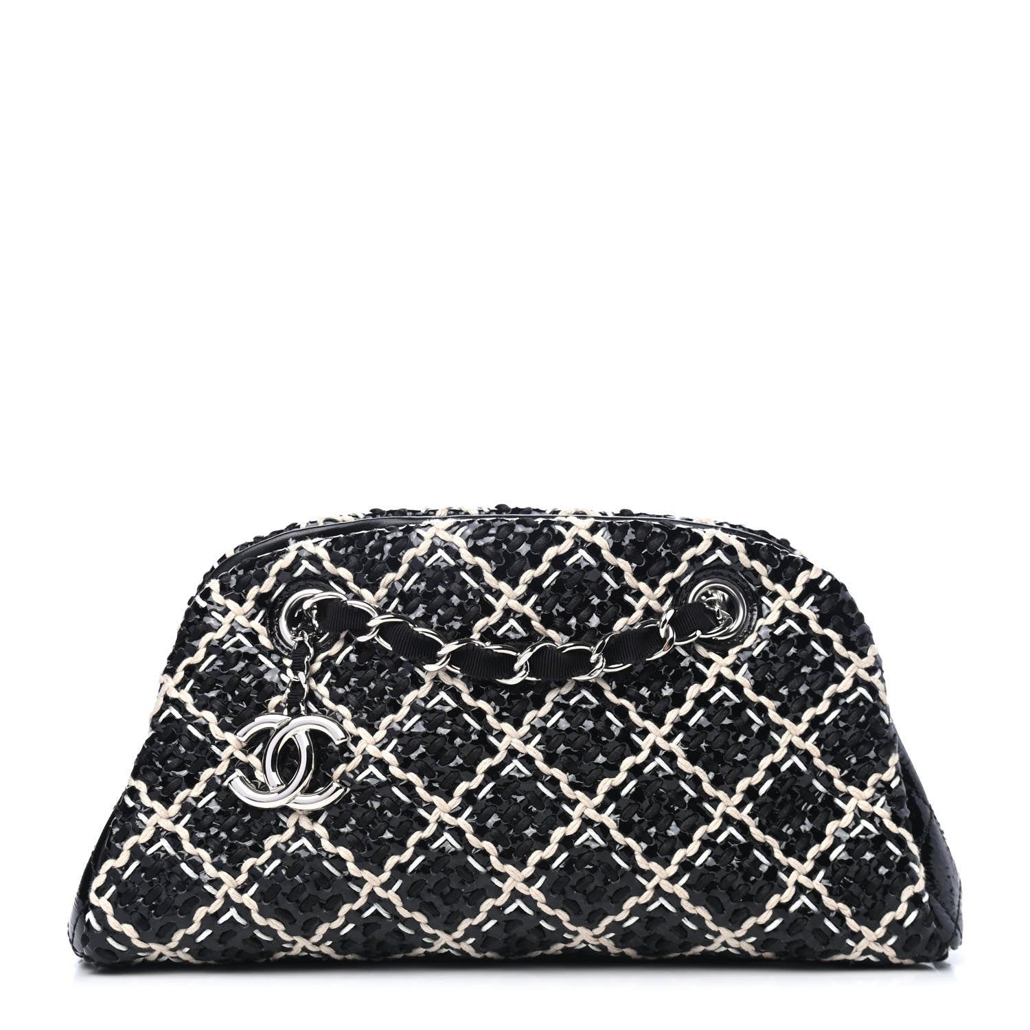 Chanel Patent Hand Embroidered Medium Just Mademoiselle Black 1 of 5