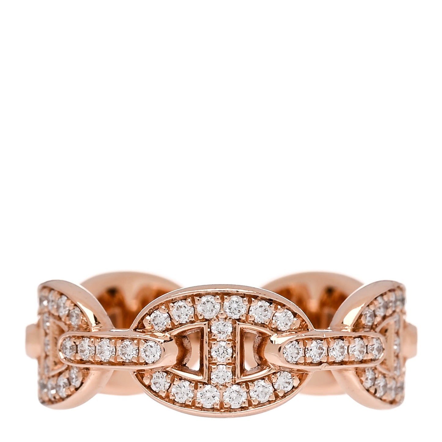 18K Rose Gold Diamond PM d'Ancre Enchainee Ring 52 6
