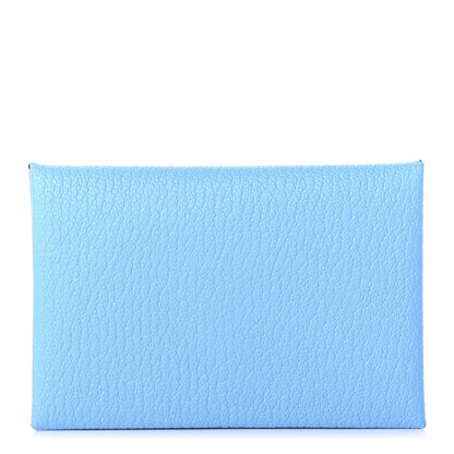 Hermes Chevre Mysore Calvi Card Case Celeste Kraft 1 of 7