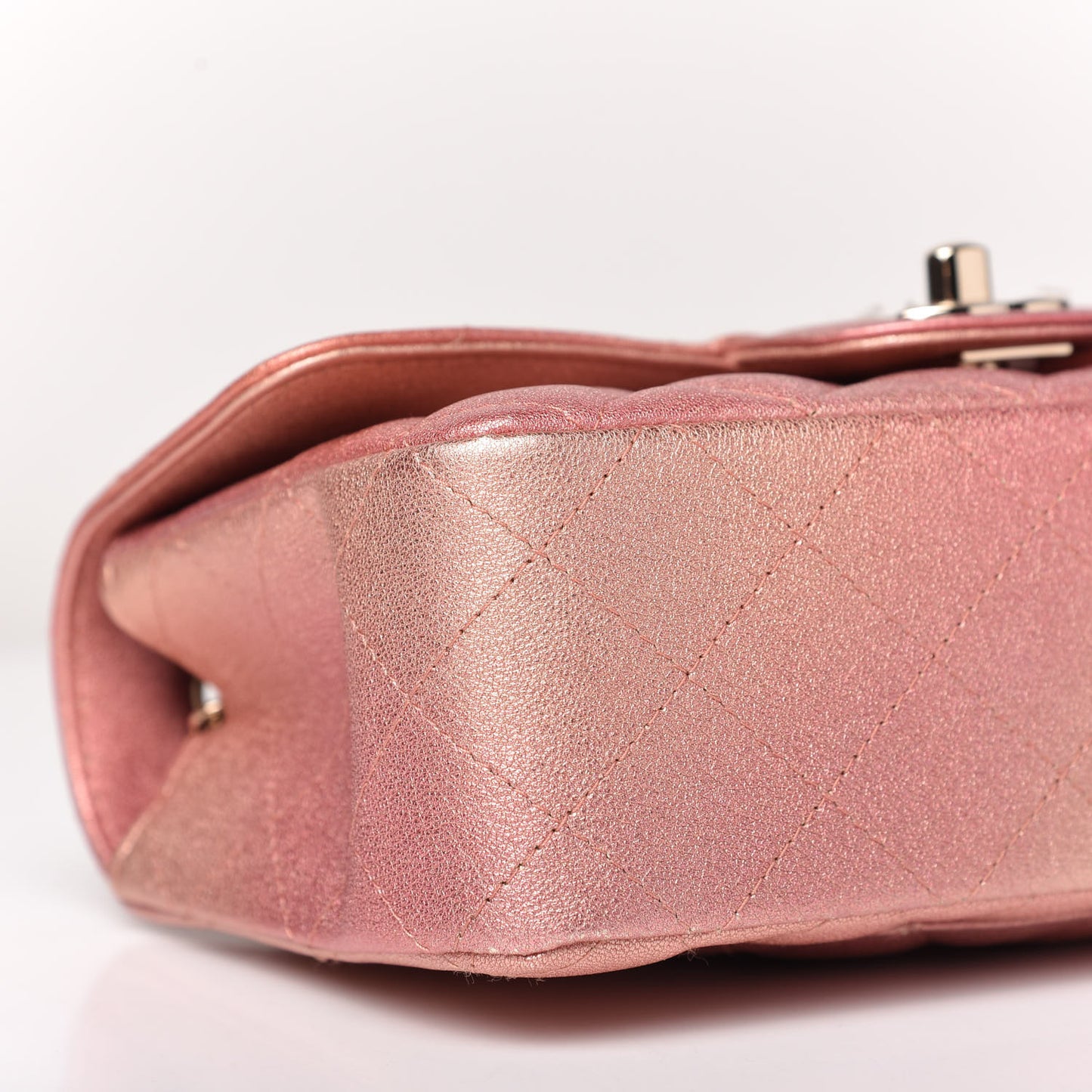 Metallic Lambskin Quilted Ombre Mini Rectangular Flap Pink