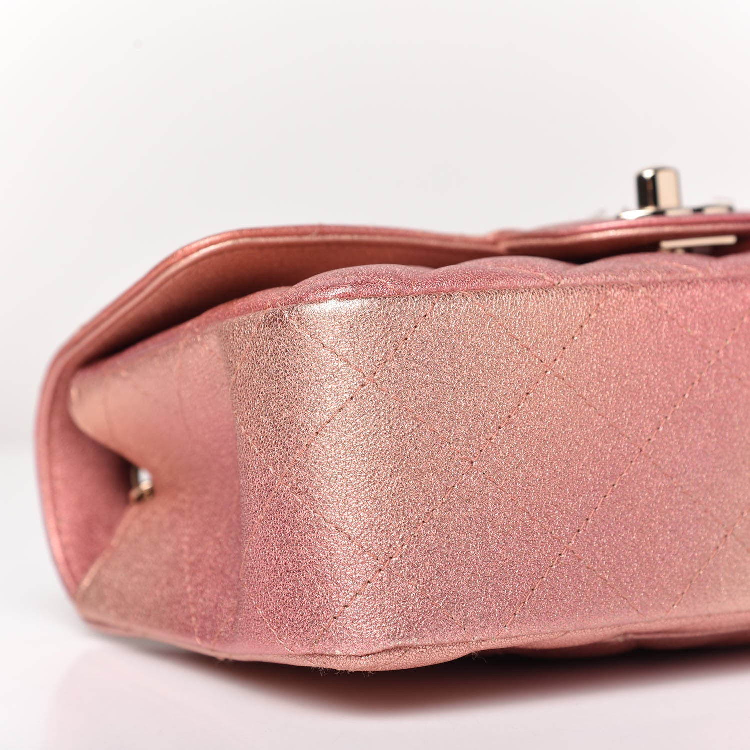 Chanel Metallic Lambskin Quilted Ombre Mini Rectangular Flap Pink 6 of 11