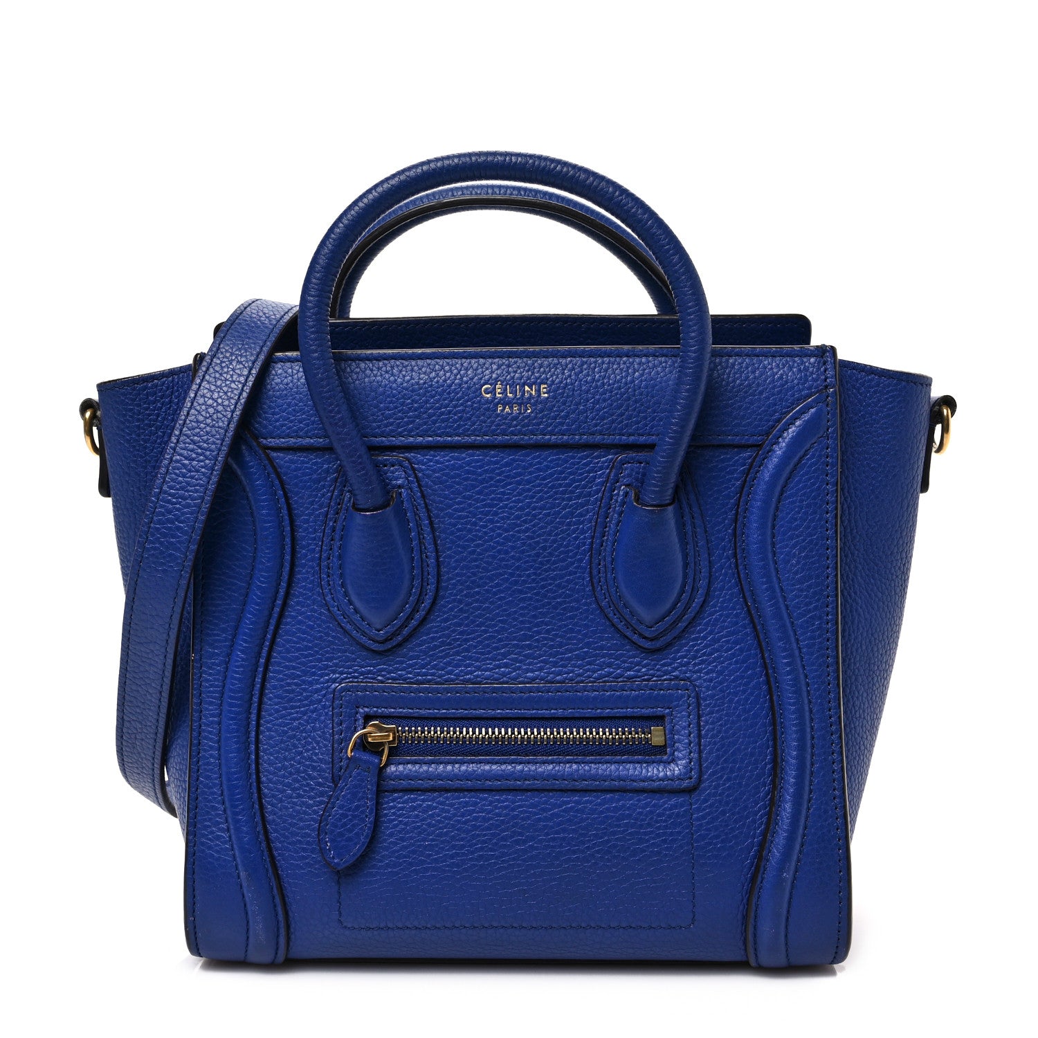 Celine Drummed Calfskin Nano Luggage Indigo 1 of 9