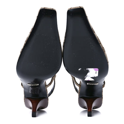 Gucci Monogram Malga Kid Square G 75mm Slingback Pumps 36 Beige Ebony New Acero 5 of 7