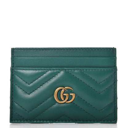 Gucci Calfskin Matelasse GG Marmont Card Holder Emerald Green 1 of 7