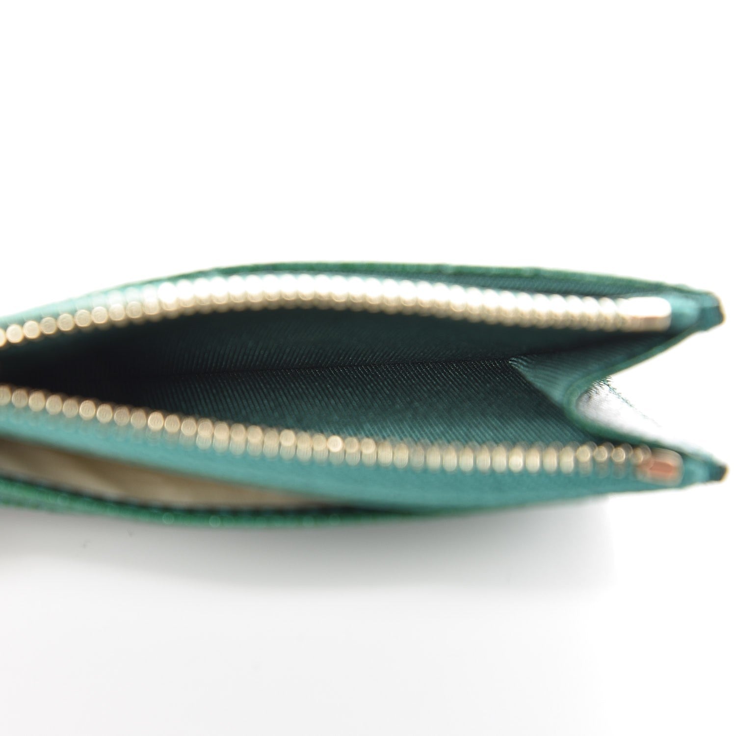 Chanel Metallic Caviar Quilted CC Zip Card Holder Green 5 of 8