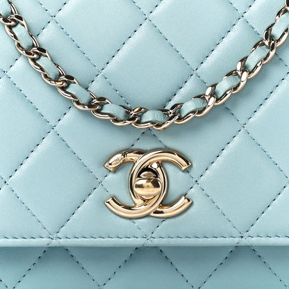 Chanel Lambskin Quilted Trendy CC Wallet On Chain WOC Light Blue 10 of 12