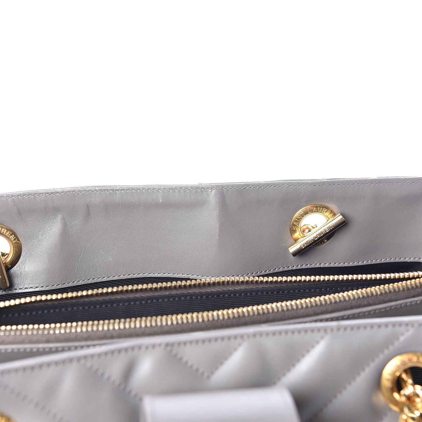 Smooth Calfskin Matelasse Chevron Monogram Shopping Bag Grey