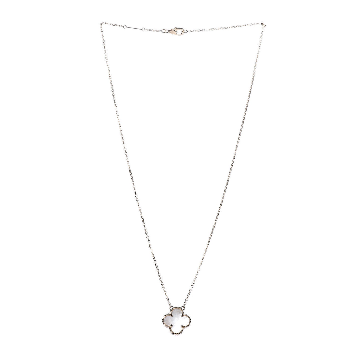 18K Yellow Gold Mother of Pearl Vintage Alhambra Pendant Necklace