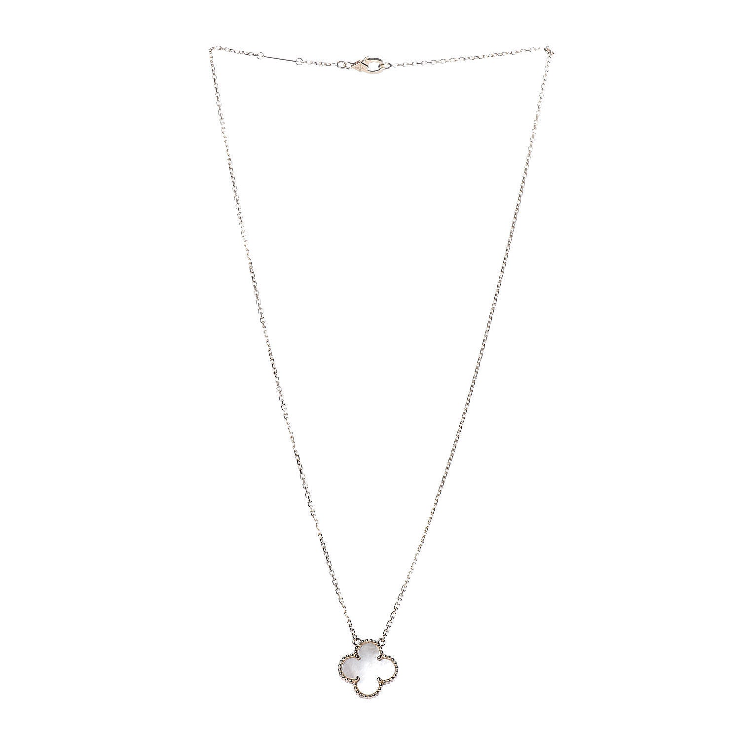 Van Cleef & Arpels 18K Yellow Gold Mother of Pearl Vintage Alhambra Pendant Necklace 3 of 8