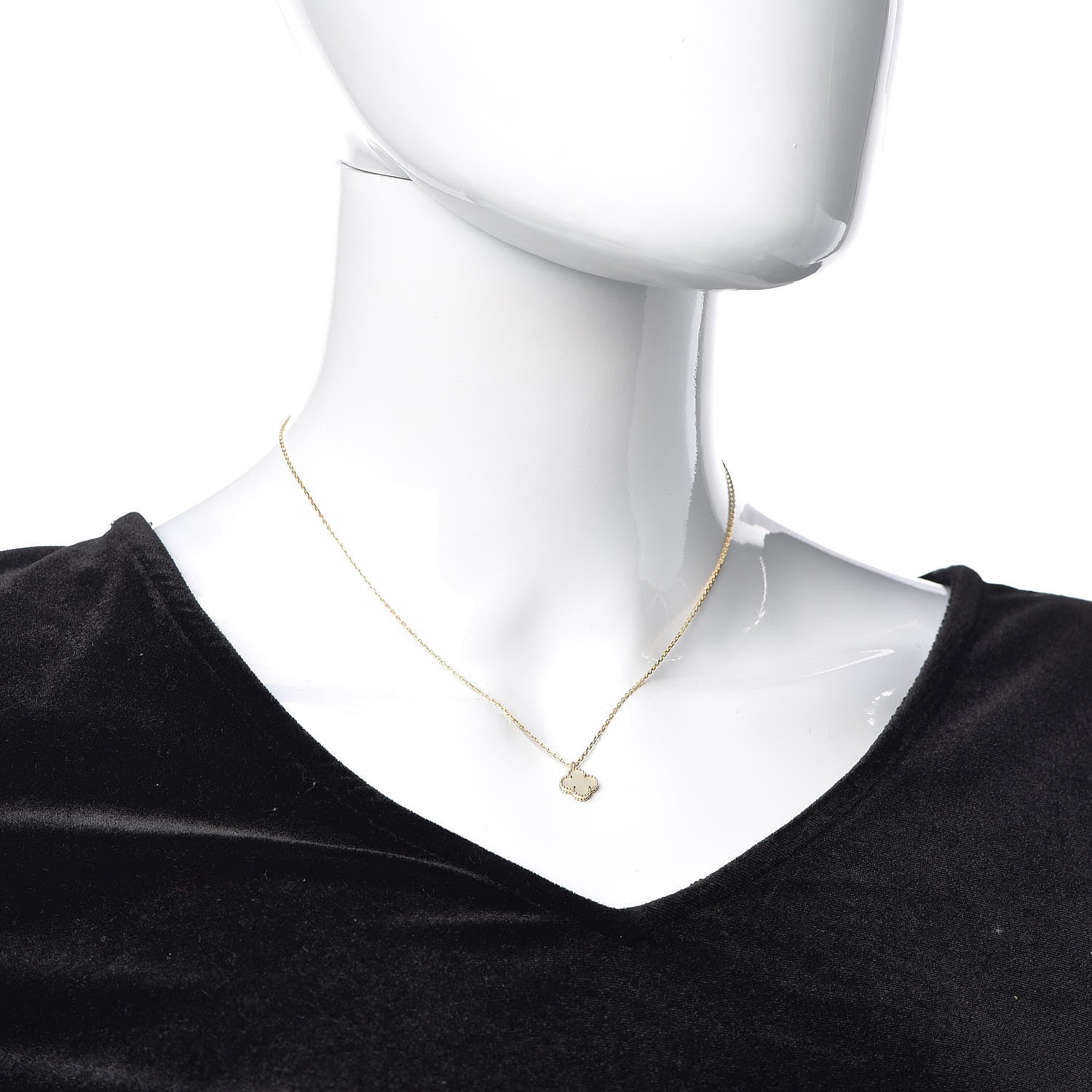 Van Cleef & Arpels 18K Yellow Gold Mother of Pearl Sweet Alhambra Pendant Necklace 2 of 7