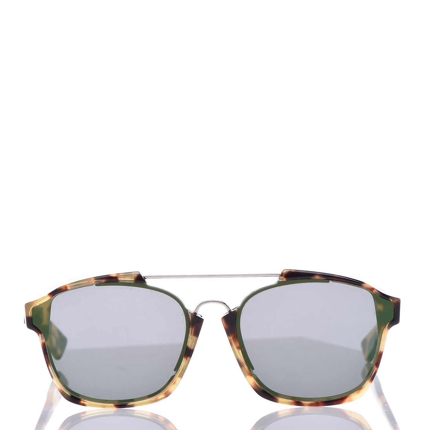 Abstract Square Mirrored Sunglasses Spotted Havana Green