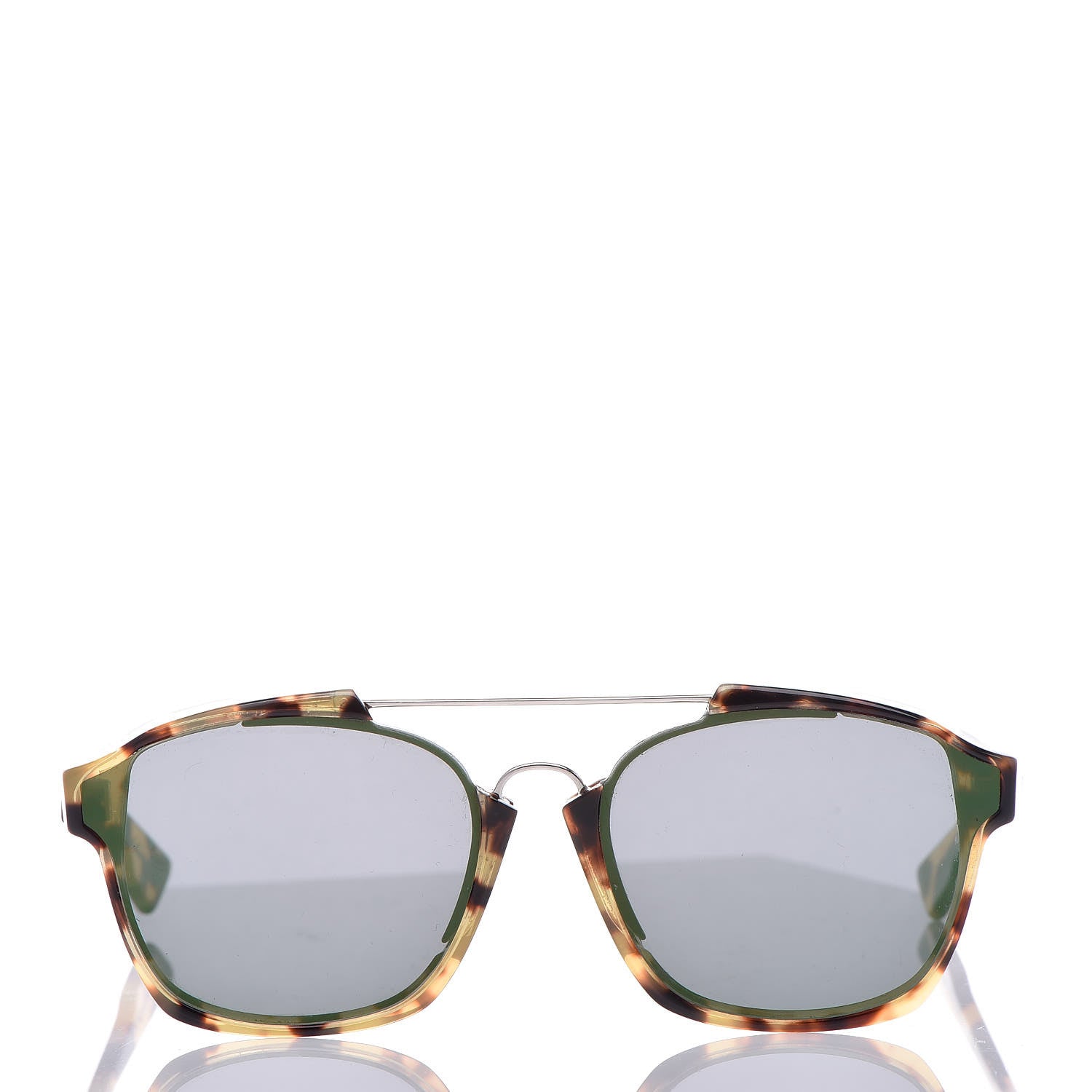 Christian Dior Abstract Square Mirrored Sunglasses Spotted Havana Green 2 of 9
