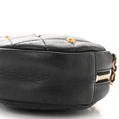 Chanel Lambskin Quilted Studded Round Clutch With Chain Black 10 of 10