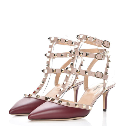 Valentino Garavani Calfskin Nappa Rockstud Ankle Strap 65mm Pumps 37 Crimson Poudre 3 of 8